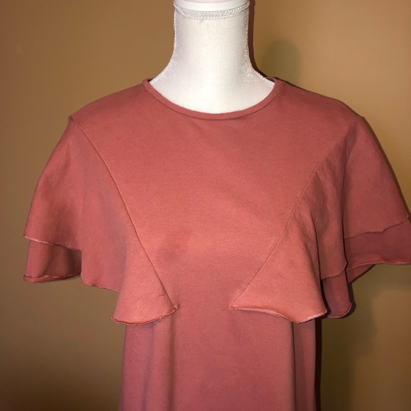 Zara salmon pink ruffle T-shirt dress - Picture 4 of 6